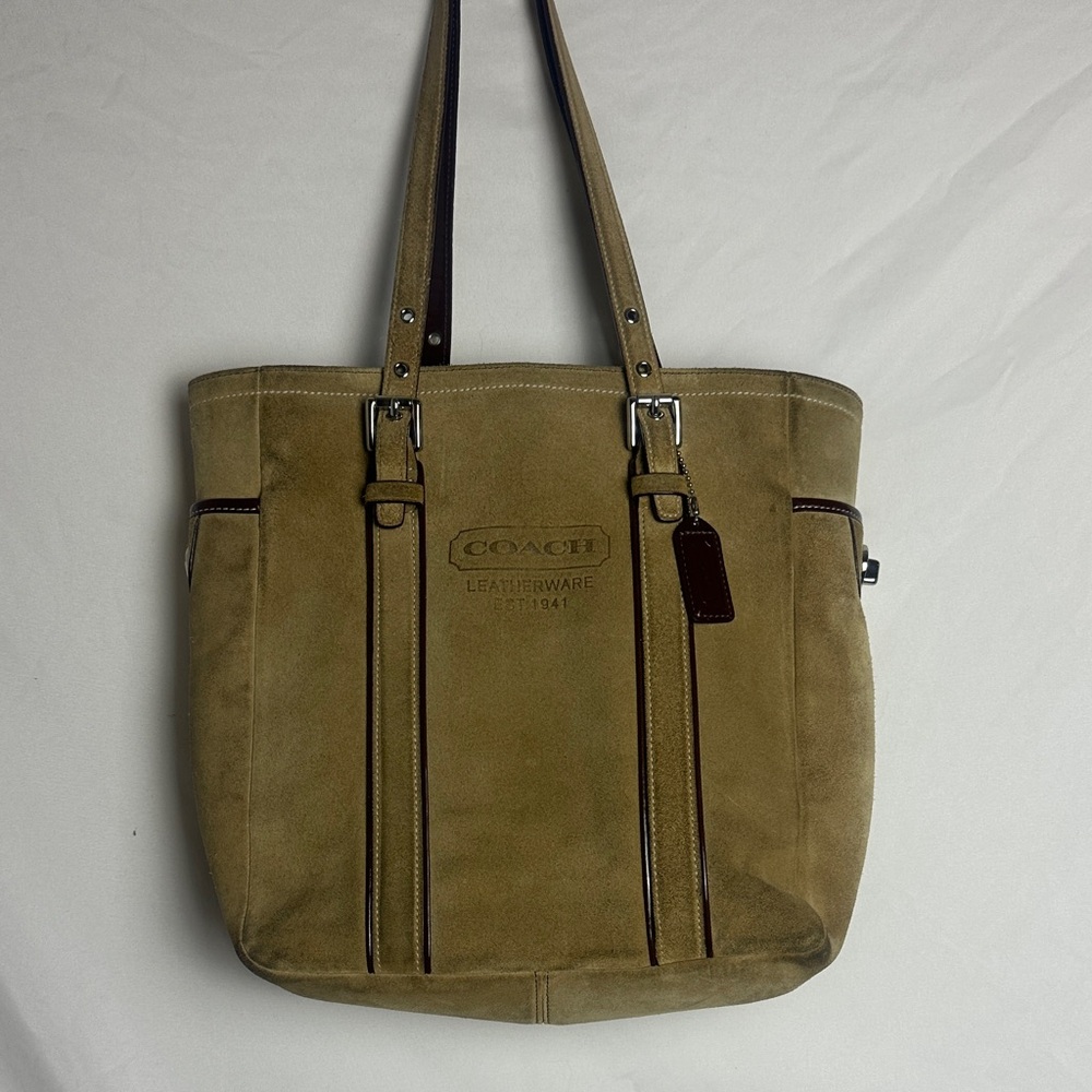 Vintage Coach Tan Suede Hamptons Tote Bag Y2K